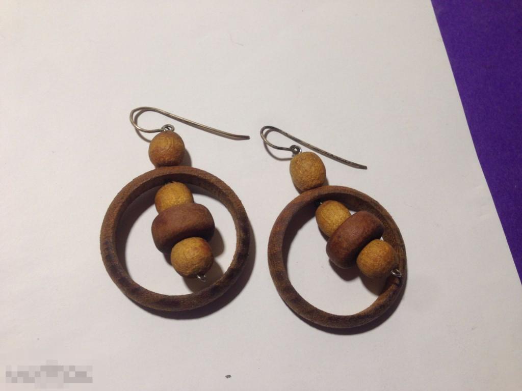 рк-СГ Серьги кольца деревянные Этно ххх 