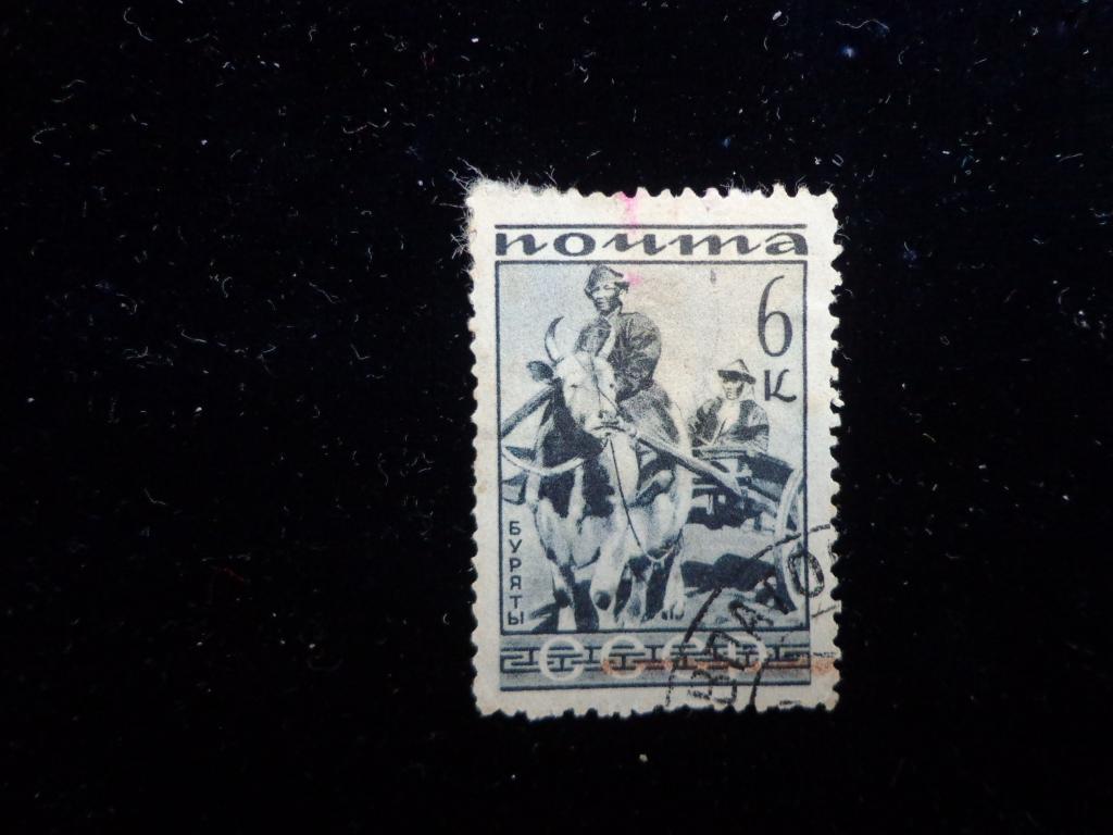 Марки СССР 1933 г. 6 коп. Народы СССР. Буряты.  гашеная