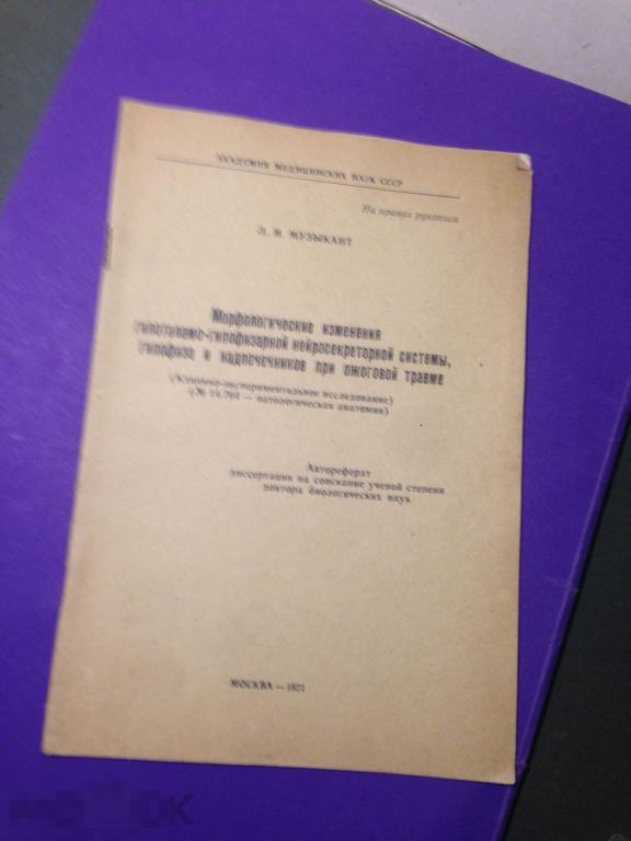 кн5с 1971 Музыкант Морфологические изменения  ...при ожоговой травме Автореферат ххх 