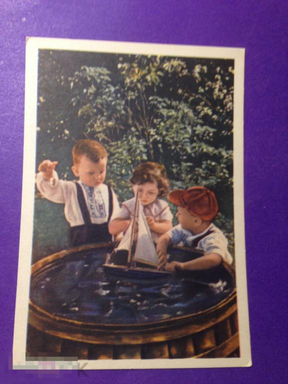 пк66г  1956 Юные капитаны   Дети лодочка парус фото Становова  чистая Архив ИЗОГИЗ    ххх 