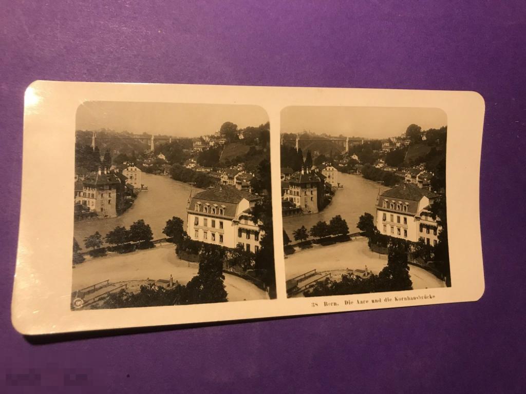 кр4-142м   Стереопара Берн вид Швейцария   реклама Махин и Ко ъ 