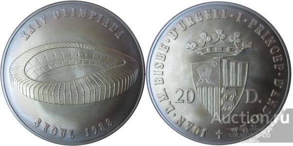 Андорра 20 динеров, 1988 XXIV летние Олимпийские игры, Сеул 1988