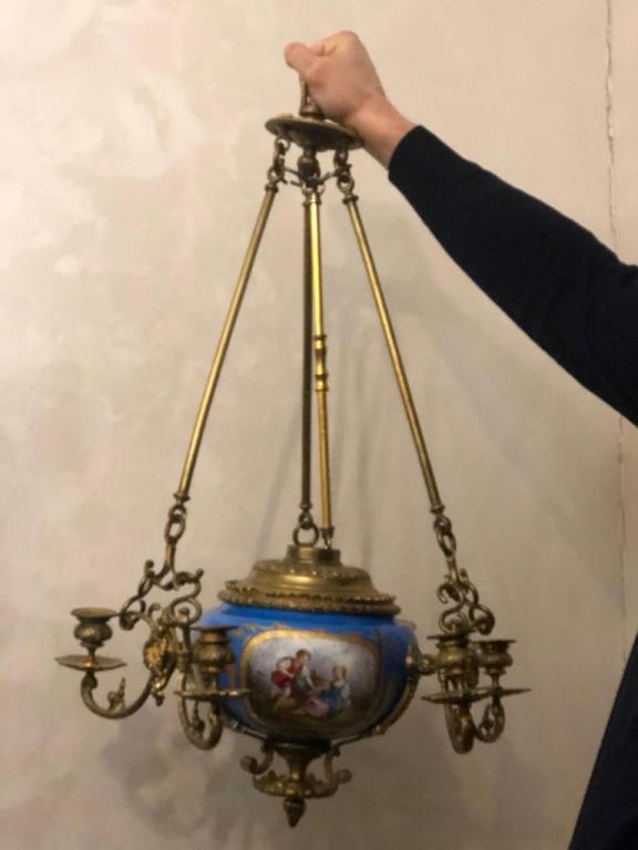 Антикварная Бронзовая люстра Франции конец 19 века