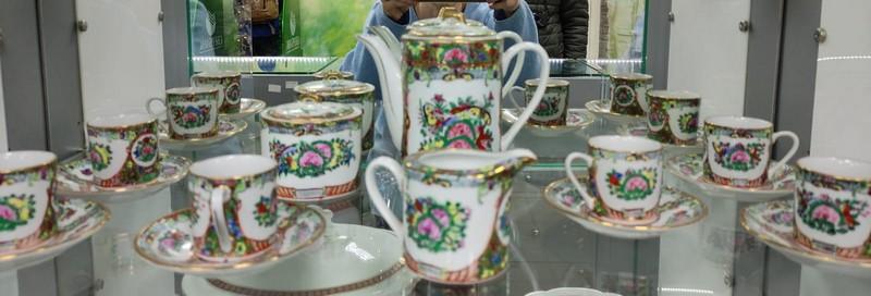 кофейный фарфоровый сервиз Китай, на 6 персон, ручная роспись