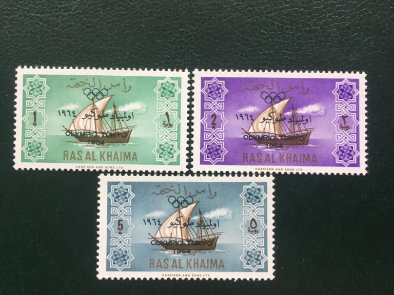 RAS AL RYAIMA «Олимпийские игры Токио. Парусные Корабли.»      1965  **Mi.21-23