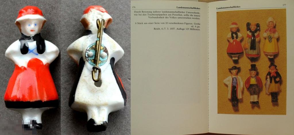 Фашистская Германия 1937 г. - фарфоровая кукла (значок) WHW фарфор 