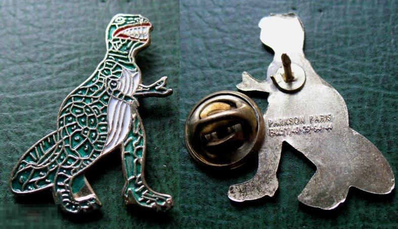 Детский значок ДИНОЗАВР Тироназавр Рекс (тяжёлый металл) Франция, Париж France 