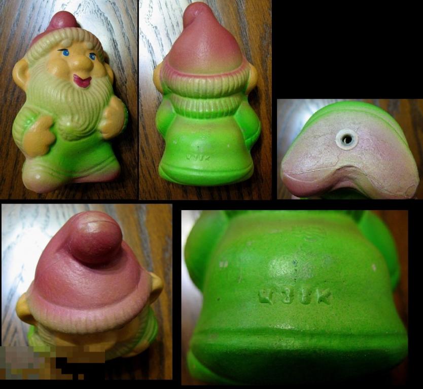 Забавный резиновый гномик - СССР гном резиновая игрушка / маленькие люди 