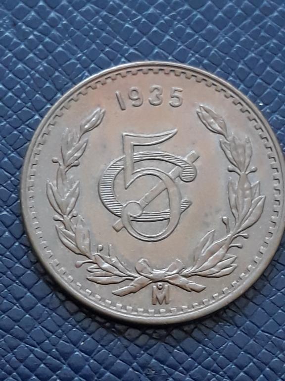 Мексика 5 сентаво 1935 КМ 422