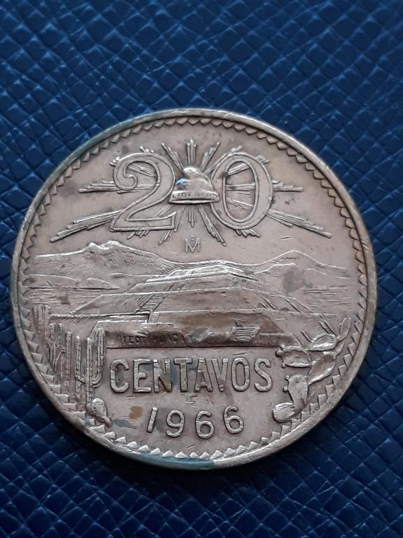 Мексика 20 сентаво 1966 КМ 440
