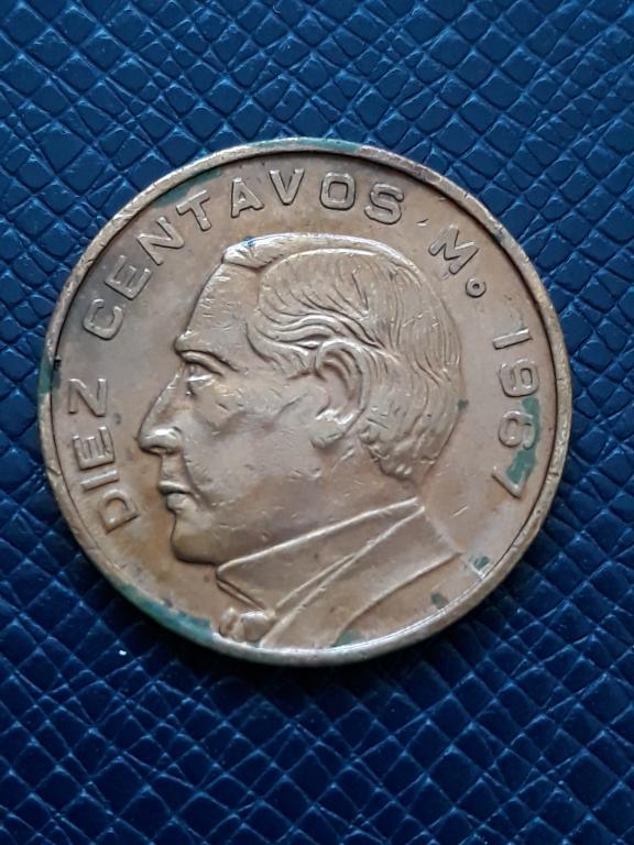 Мексика 10 сентаво 1967 КМ 433