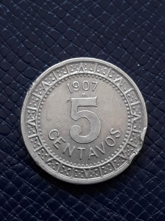 Мексика 5 сентаво 1907 КМ 421