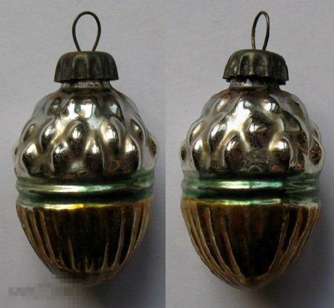 Новогодняя ёлочная игрушка ШИШКА ЕЛОВАЯ ( СССР, стекло) Новый Год 