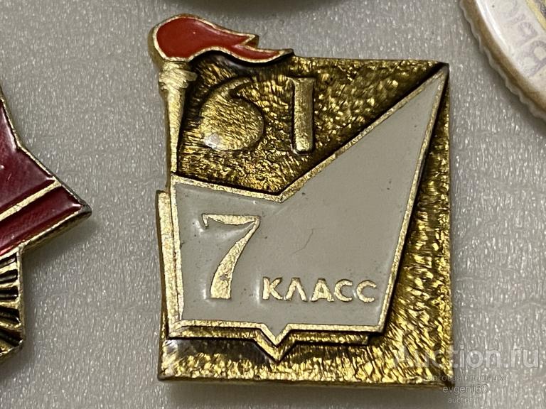 Знак значок  ШКОЛА 7 КЛАСС. КОЛБА. КНИГА. ФАКЕЛ РЕДЧАЙШИЙ RRR