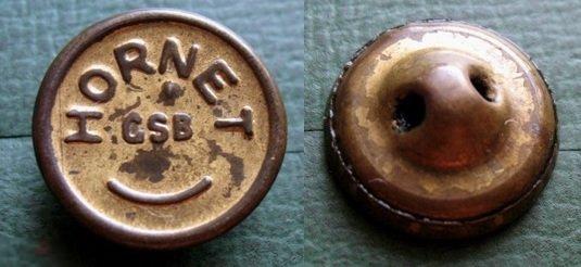 Древняя латунная коллекционная пуговица Hornet GSB (латунь) 
