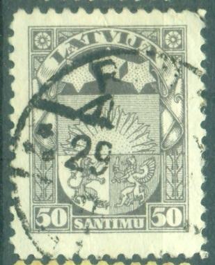 Латвия 1925 г.  стандарт Герб гашеная