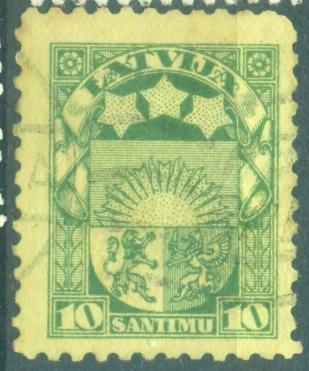 Латвия 1929 г.  стандарт Герб гашеная
