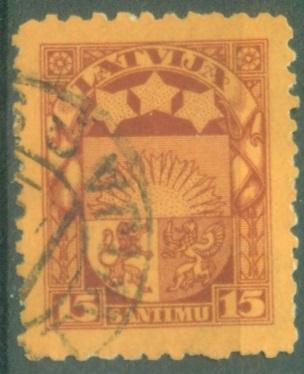 Латвия 1925 г.  стандарт Герб гашеная