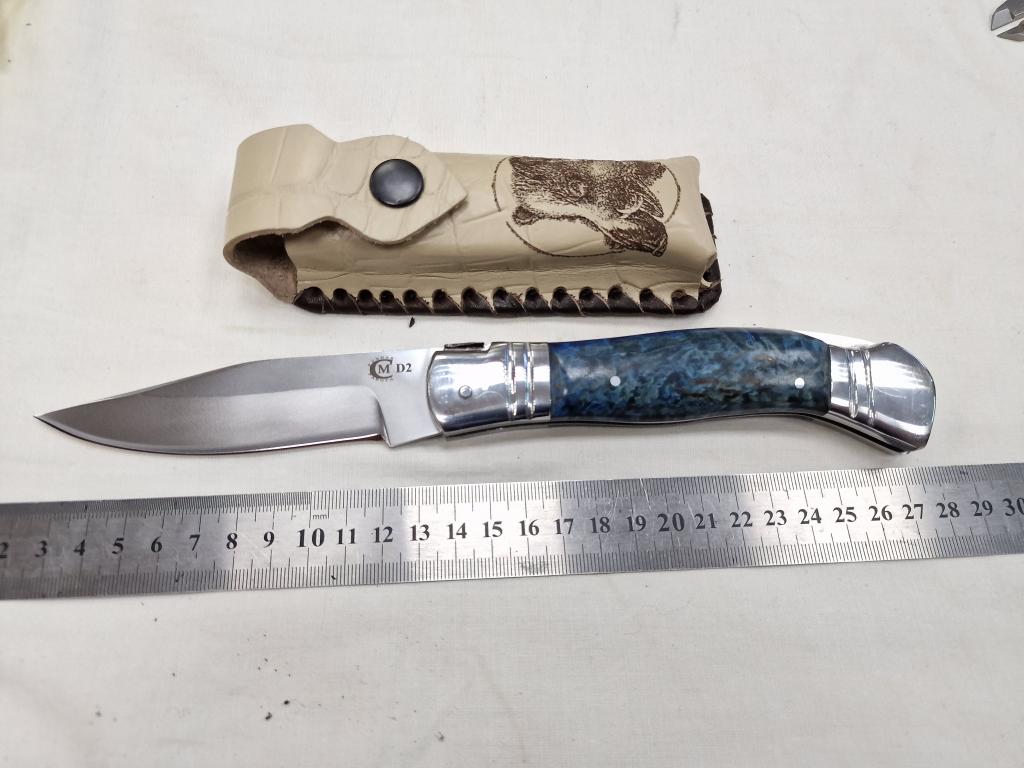 КРУТЕЙШИЙ СКЛАДНОЙ НОЖ КАБАН - СТАЛЬ D2 /  КАРЕЛЬСКАЯ БЕРЕЗА 61 - 63 HRC