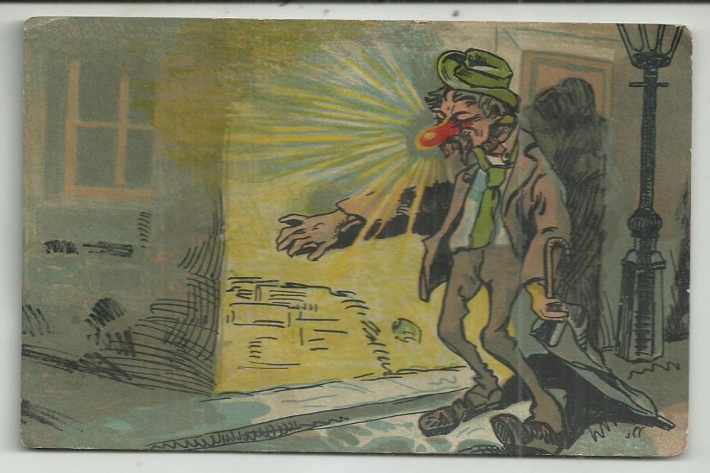 антикварная . ПЬЯНАЯ СЕРИЯ. ПЬЯНИЦА С КРАСНЫМ НОСОМ ВОЗВРАЩАЕТСЯ ДОМОЙ