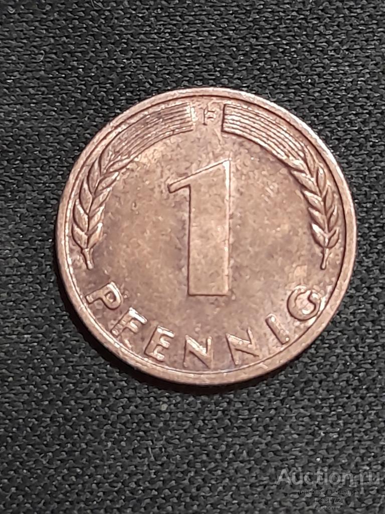 Монета 1 пфенниг 1968 год F Германия