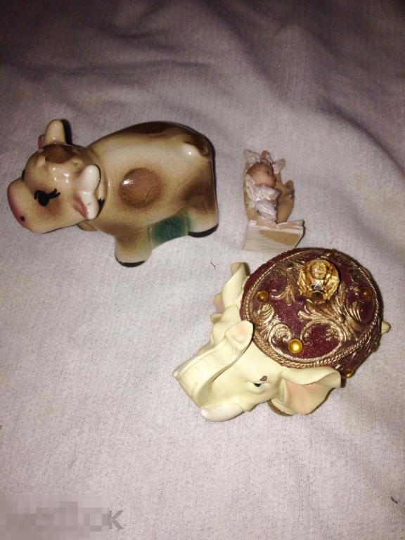 Статуэтки кость керамика слон, корова СССР 