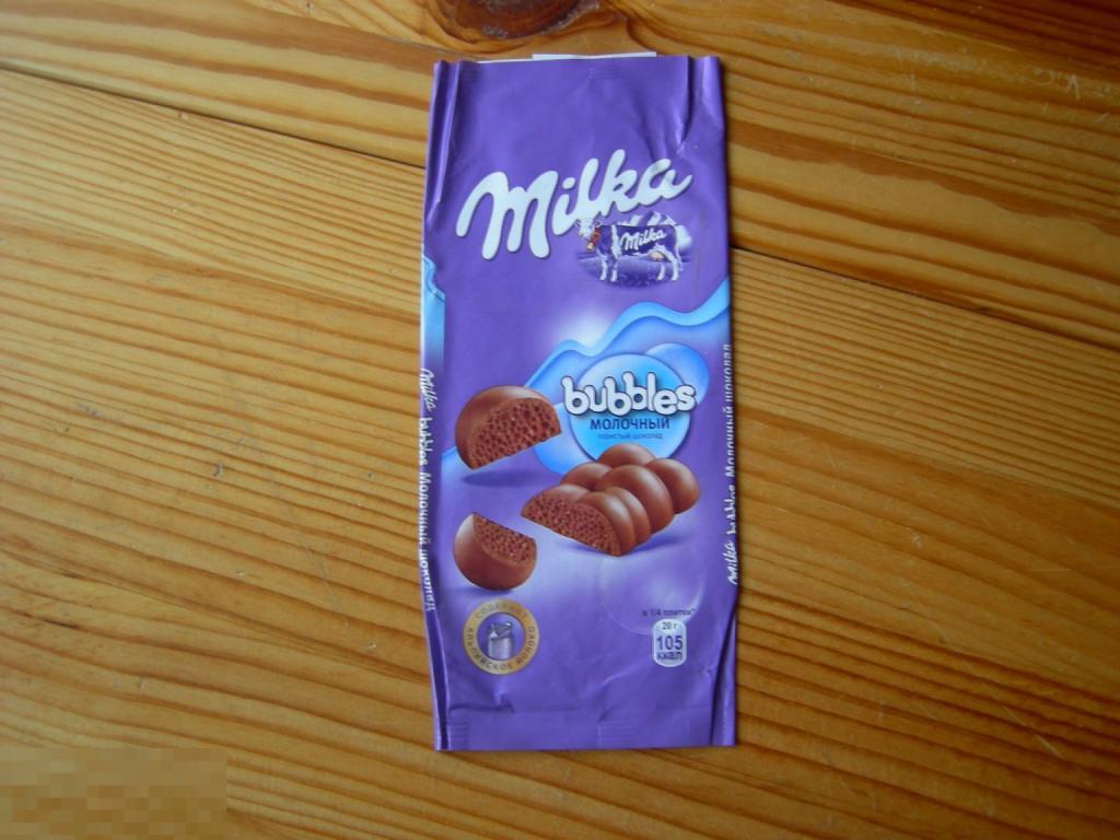ФАНТИК ОБЁРТКА ЭТИКЕТКА ШОКОЛАДКА MILKA МИЛКА BUBBLES МОЛОЧНЫЙ ПОРИСТЫЙ ШОКОЛАД В КОЛЛЕКЦИЮ 