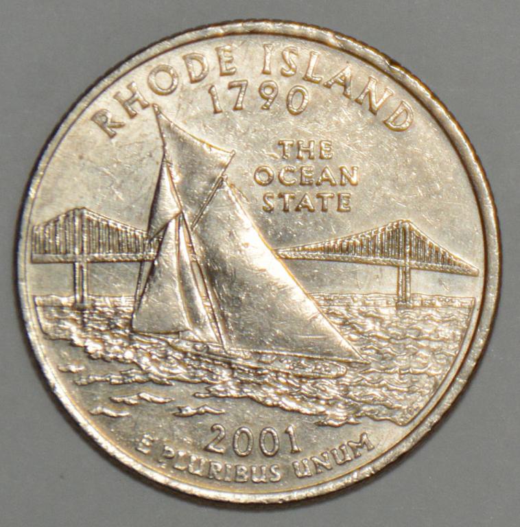 США 25 центов квотер 2001 Род-Айленд D Денвер (К29)