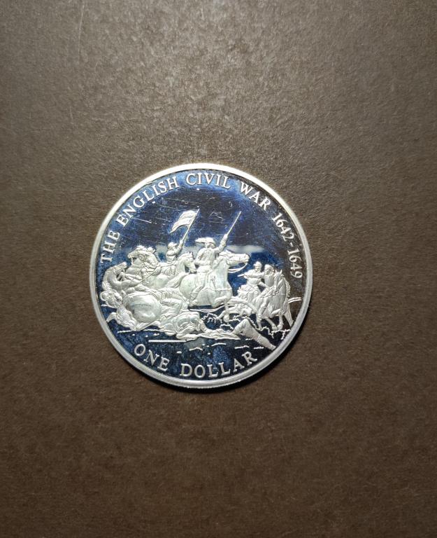 Острова Кука. 1 доллар 2005г. Гражданская война в Англии. Серебро.