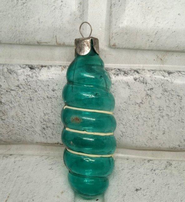 Ёлочная игрушка витушка зелёная светится СССР