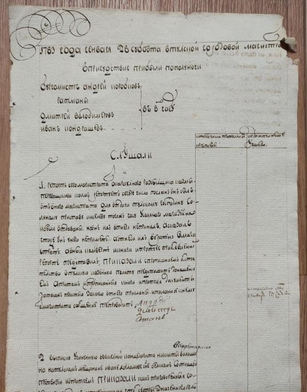 антикварный документ Судебное дело 1783 год, с судебным приговором, Екатерина 2