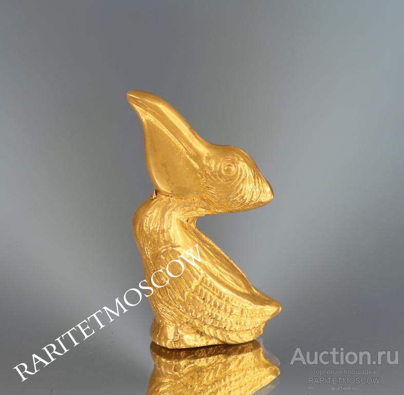 Пеликан птица статуэтка бронза латунь Англия 1
