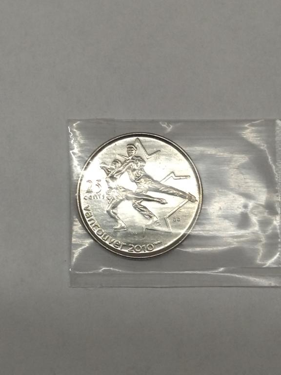 Канада.  25 центов 2008 год.  Олимпиада Ванкувер. Фигурное катание.