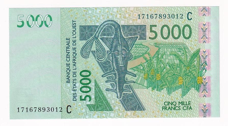 Буркина-Фасо Банкнота 5000 франков 2017 год Буркина Фасо UNC (38202)