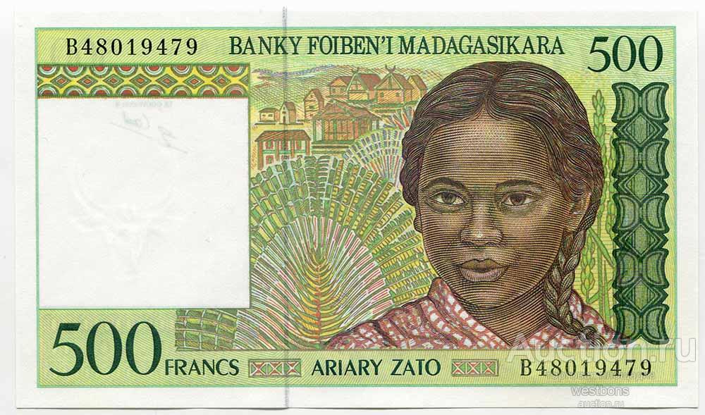 Мадагаскар 500 франков 1994 г. KM 75b UNC Серия B