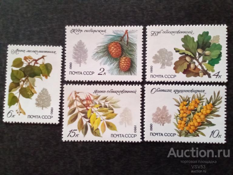 СССР 1980 г. Деревья и кустарники. Сол. № 5120-5124**.