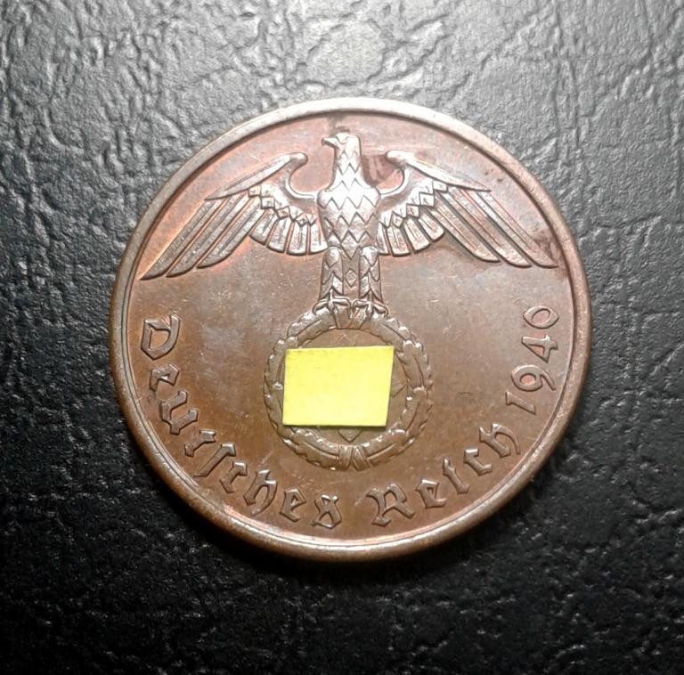 2 рейхспфеннига, 1940 года. AU/UNC. Германия - Третий рейх.