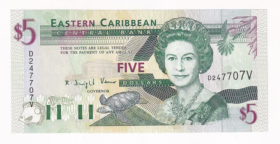 Восточные Карибы Сент-Винсент Банкнота 5 долларов 1994 год UNC (38249)