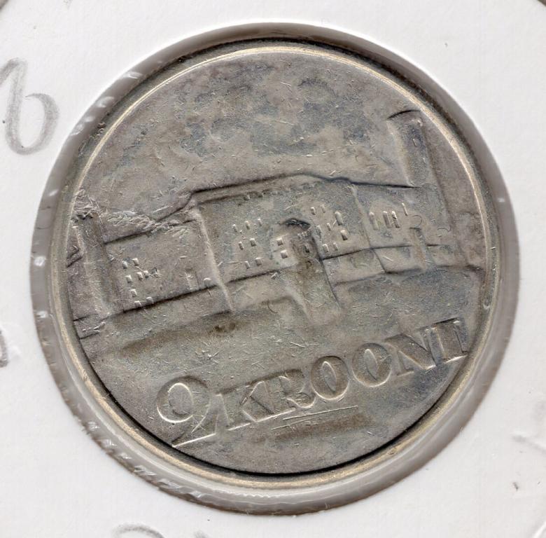 2 кроны - Эстония - 1930 - Замок Тоомпеа в Таллине - серебро 500 - KM#20