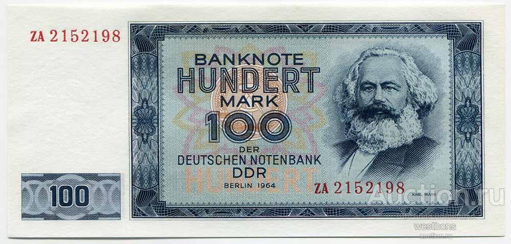 ГДР Германия 100 марок 1964 г. серия ZA замещенная серия KM 26r UNC