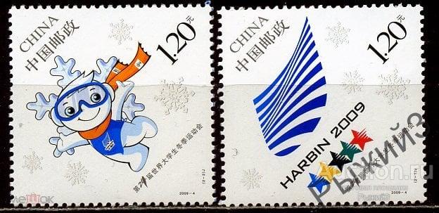 Китай КНР 2009. Спорт. Зимняя Универсиада. Харбин. Эмблема. Талисман. МNH.