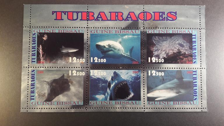 Республика Гвинея-Биссау Морская фауна.Акулы.2008 MNH К6