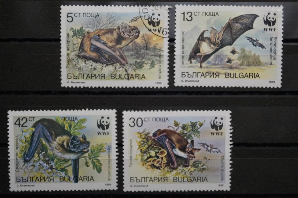 Болгария 1989г. Летучие мыши 4 марки (1 гашеная)