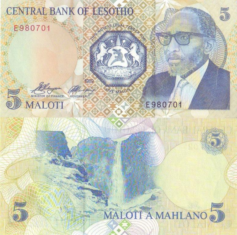 Лесото 5 малоти 1989 P10 пресс unc