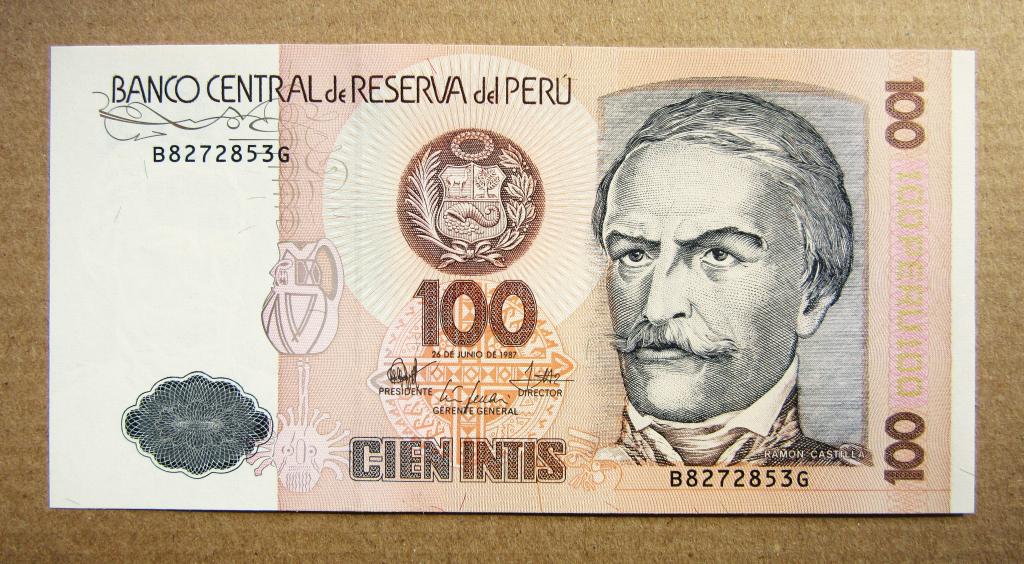Перу 1987 г.100 инти, банкнота UNC