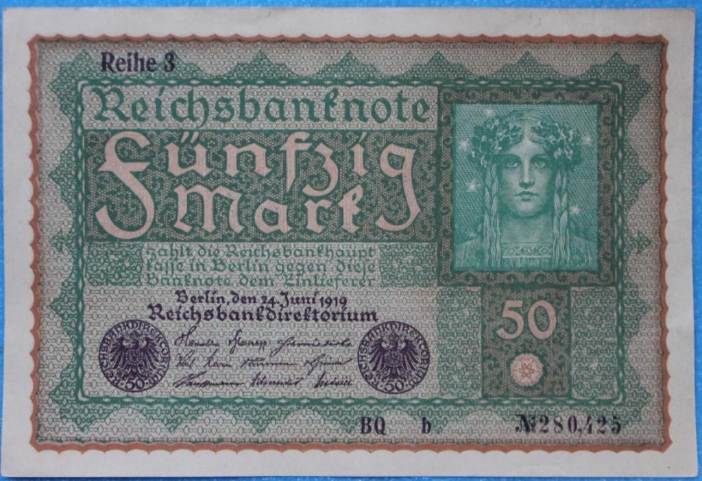 Германия Веймар 50 марок 1919 UNC Пресс.