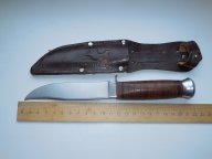 Нож-никер охотника, егеря, клеймо SOLINGEN, 1980-1990 годы, Германия, карельская береза (оригинал)-1