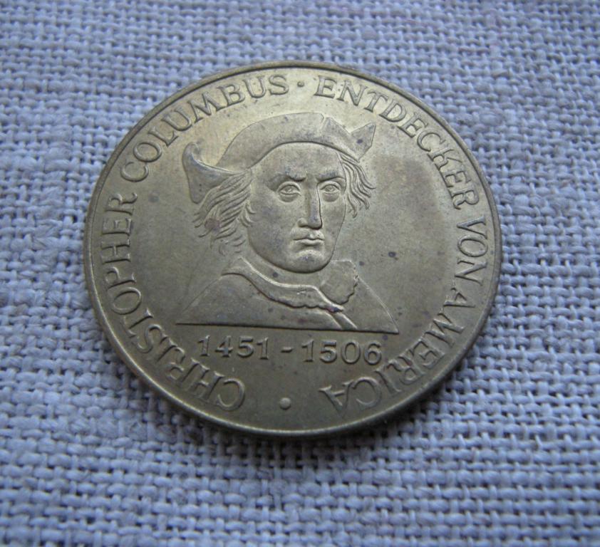Германия  жетон Христофор Колумб 1451-1506 Великие мореплаватели мировой истории
