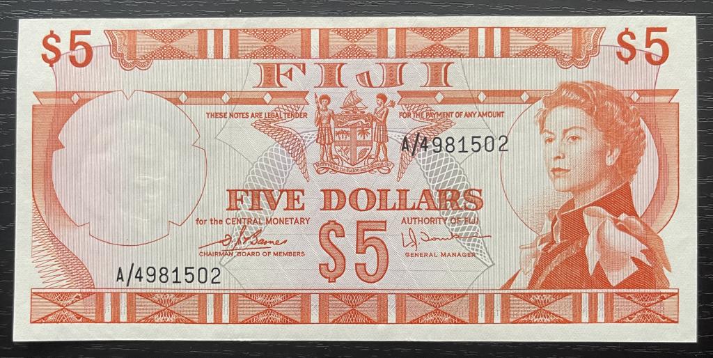 5 долларов Фиджи 1974 UNC