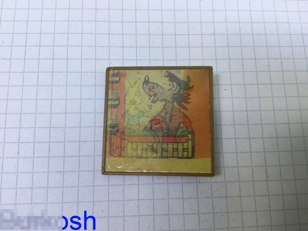 ЗНАЧОК СССР НУ, ПОГОДИ ВОЛК  мультфильм переливающийся волк заяц 